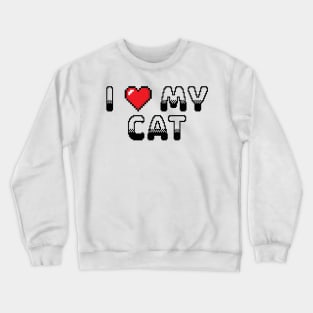 I Heart My Cat Classic Video Game Graphic Black Crewneck Sweatshirt